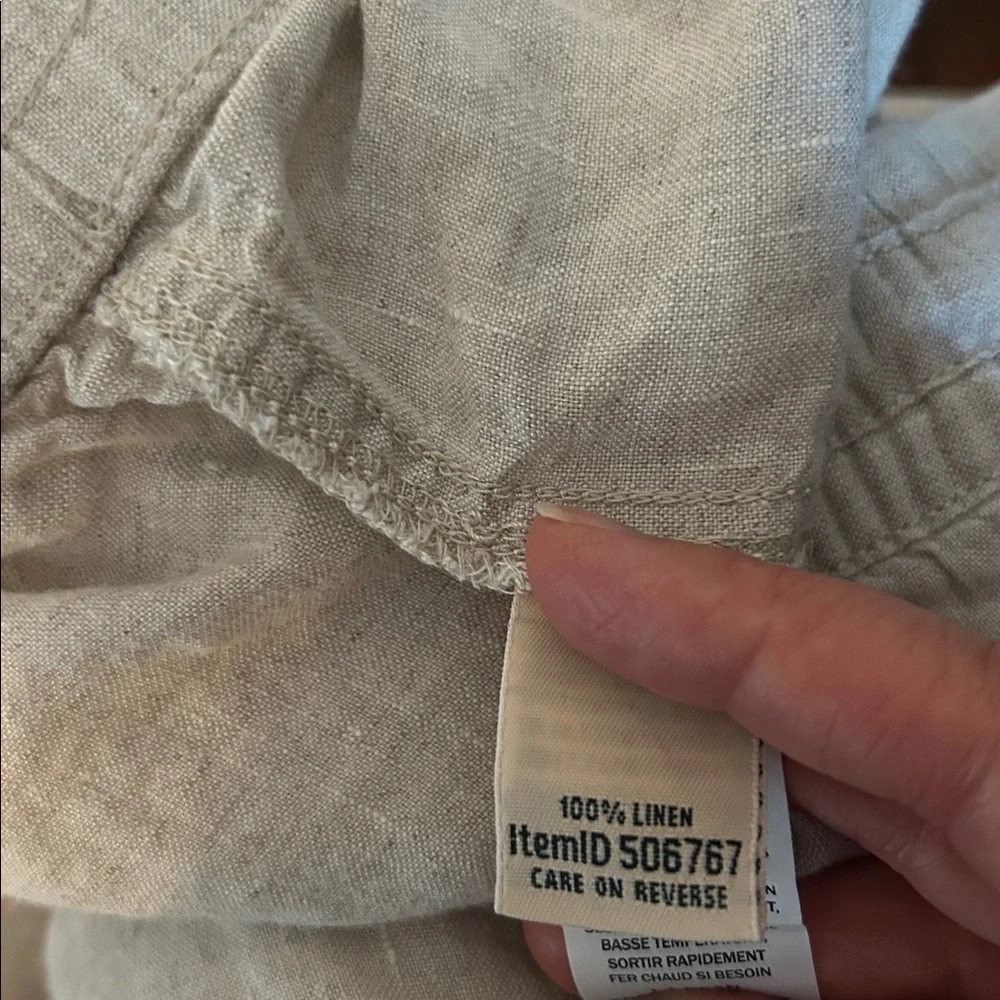 L.L. BEAN Women’s Pants Cream 16 100% Linen Wide Leg Resort Travel Preppy Artsy - Picture 10 of 11